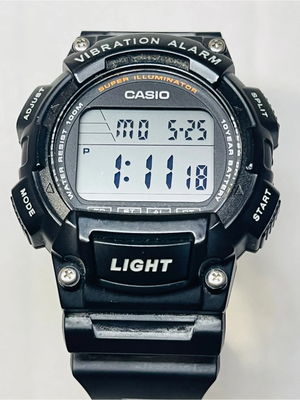 Casio Men's Watch W736H Super Illuminator Digital Quartz Black Resin Black 3446